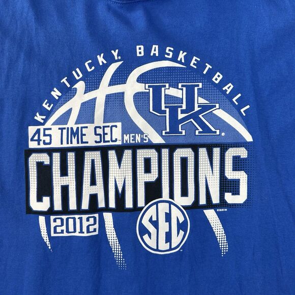 Kentucky Wildcats Blue 2012 SEC Basketball 45 Time Champions Men’s T-shirt XL - Picture 2 of 5